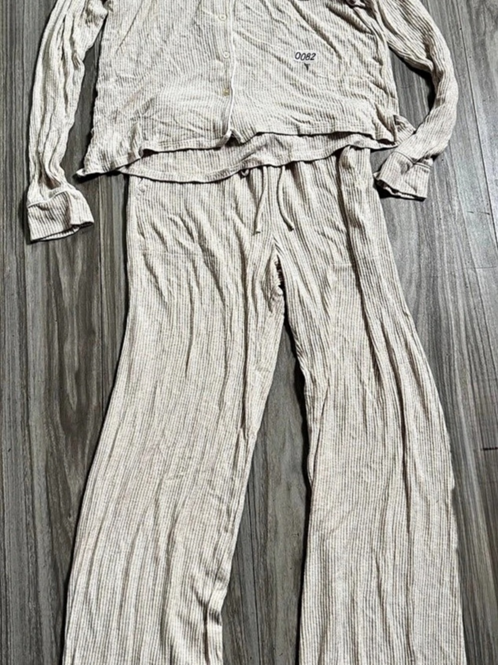 Auden Women'Small Cozy Ribbed Notch Collar Long Sleeve Shirt and Pants Pajama